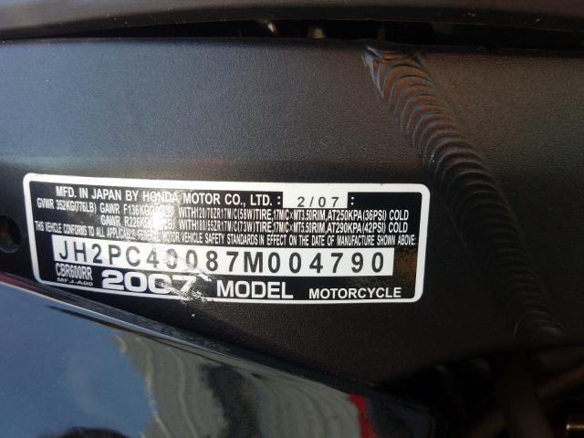 2007 HONDA CBR600RR JH2PC40087M004790
