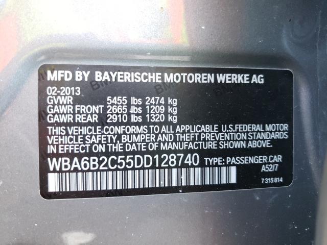 VIN WBA6B2C55DD128740 2013 BMW 6 Series, 650 I no.10