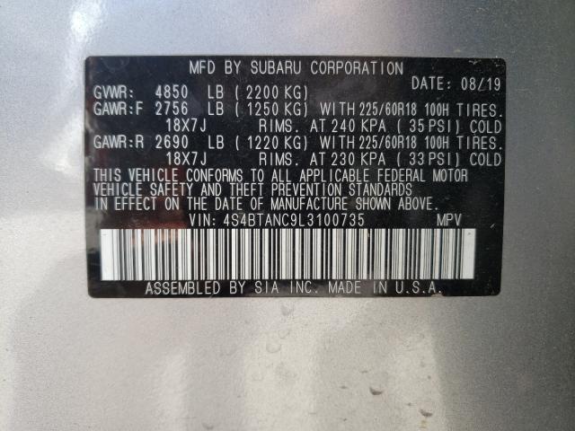 2020 SUBARU OUTBACK LI 4S4BTANC9L3100735