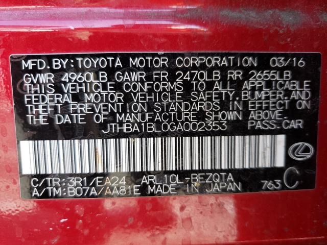 2016 LEXUS GS 200T JTHBA1BL0GA002353