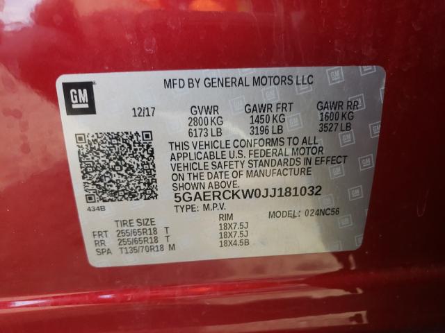 2018 BUICK ENCLAVE PR 5GAERCKW0JJ181032