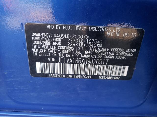 2017 SUBARU WRX JF1VA1B6XH9820917