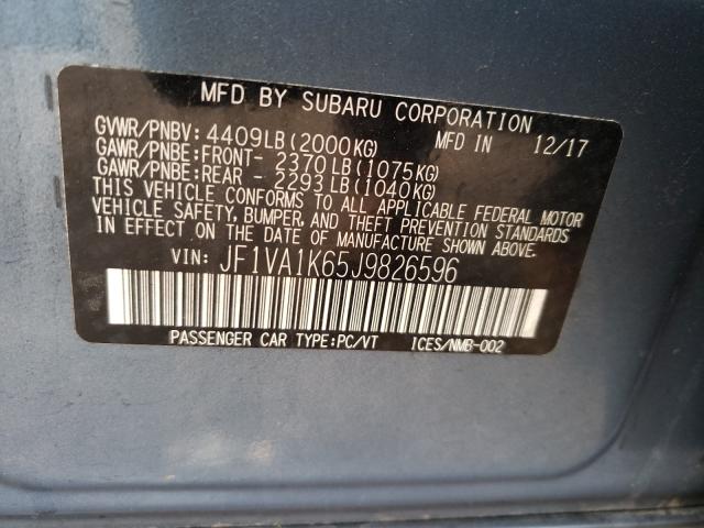 2018 SUBARU WRX LIMITE JF1VA1K65J9826596