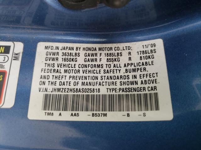 2010 HONDA INSIGHT LX JHMZE2H58AS025818
