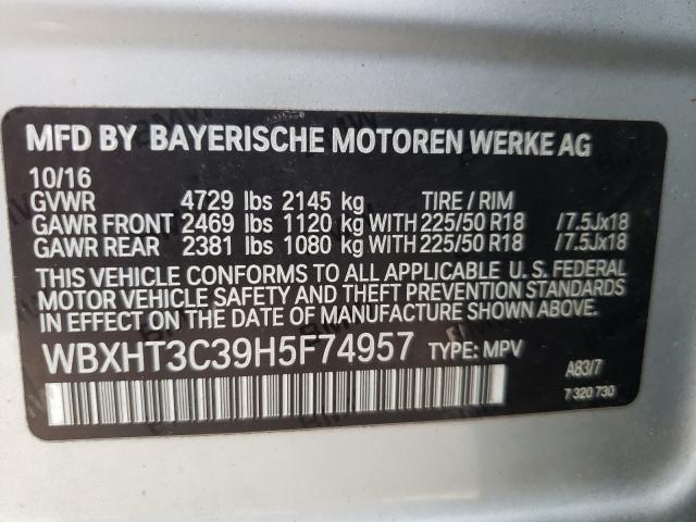 2017 BMW X1 WBXHT3C39H5F74957