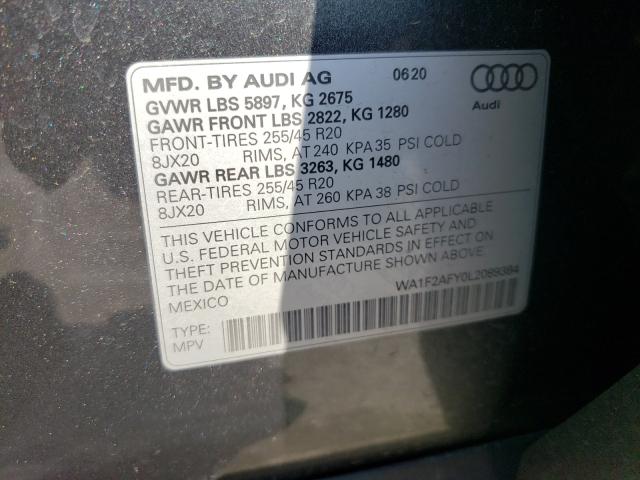 2020 AUDI Q5 E PREST WA1F2AFY0L2089384