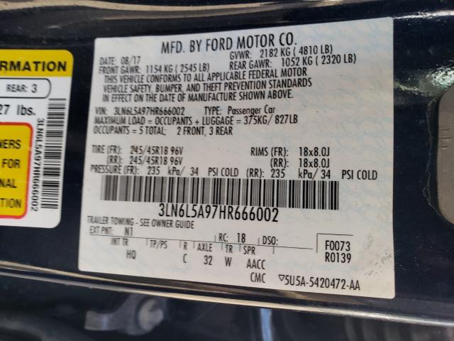 2017 LINCOLN MKZ PREMIE 3LN6L5A97HR666002