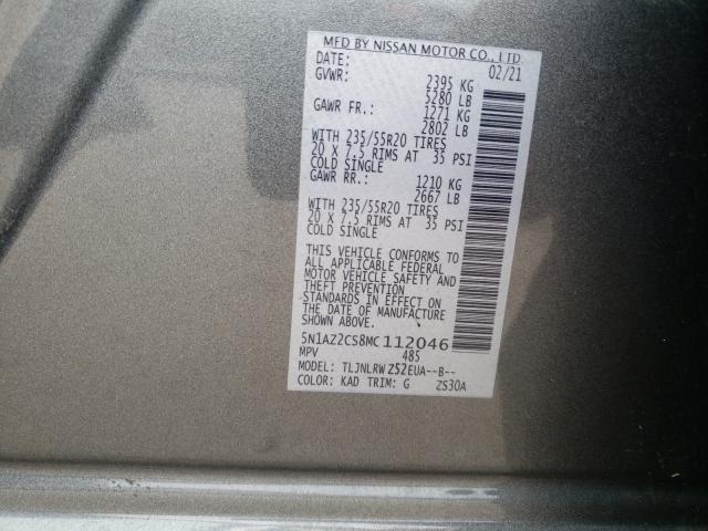 2021 NISSAN MURANO SL 5N1AZ2CS8MC112046