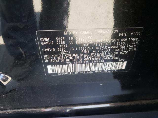 2020 SUBARU OUTBACK TO 4S4BTGPD4L3168448