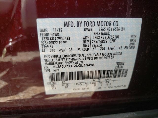 2020 LINCOLN AVIATOR RE 5LM5J7XC2LGL16418