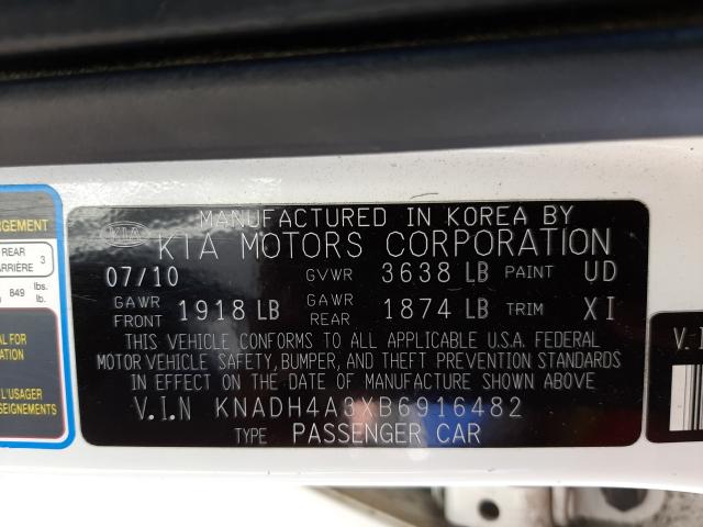 2011 KIA RIO BASE KNADH4A3XB6916482