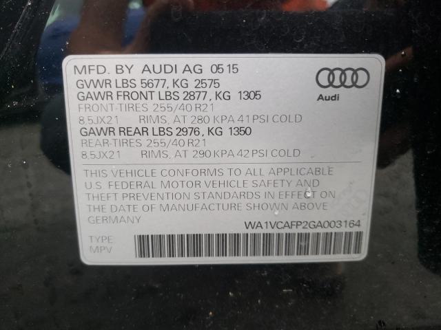 WA1VCAFP2GA003164 2016 AUDI SQ5, photo no. 10