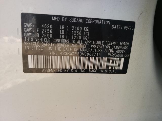 2021 SUBARU LEGACY PRE 4S3BWAF63M3003715