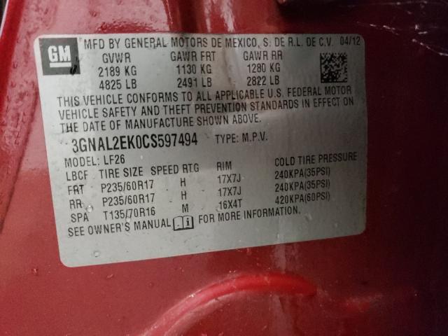 2012 CHEVROLET CAPTIVA SP 3GNAL2EK0CS597494