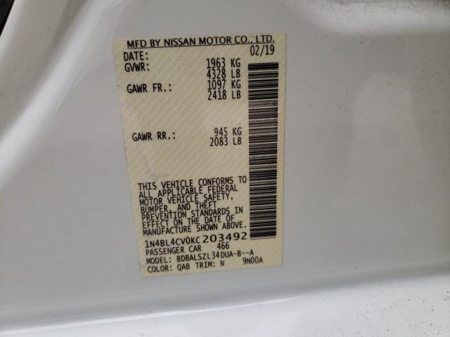 2019 NISSAN ALTIMA SR - 1N4BL4CV0KC203492