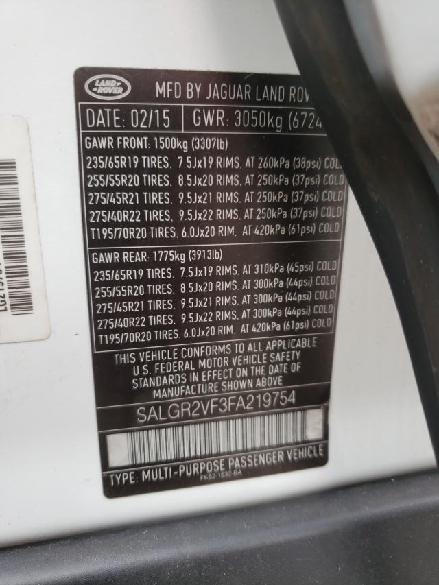 2015 LAND ROVER ROVER SALGR2VF3FA219754