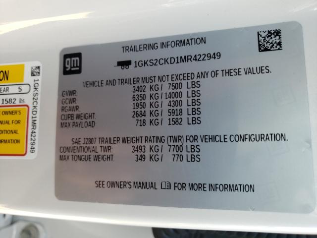 2021 GMC YUKON AT4 1GKS2CKD1MR422949