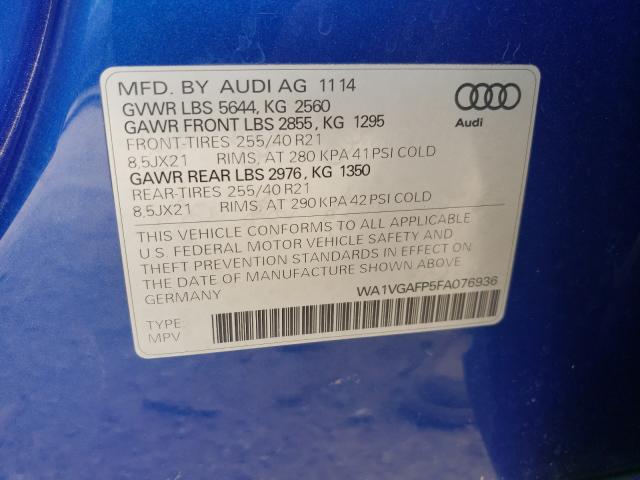 2015 AUDI SQ5 PRESTI WA1VGAFP5FA076936