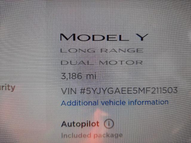 2021 TESLA MODEL Y 5YJYGAEE5MF211503