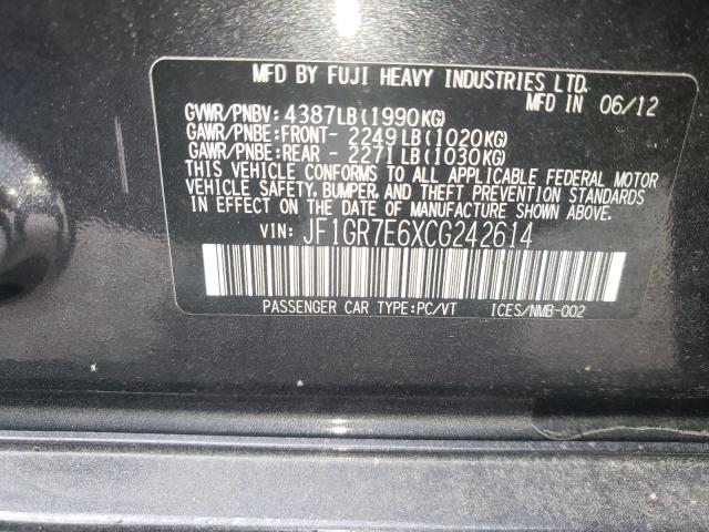 2012 SUBARU IMPREZA WR JF1GR7E6XCG242614
