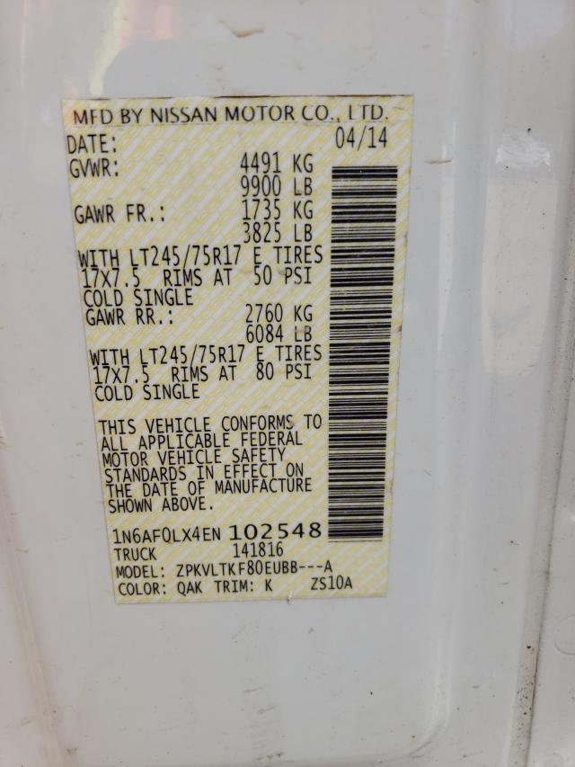 2014 NISSAN NV 2500 1N6AF0LX4EN102548