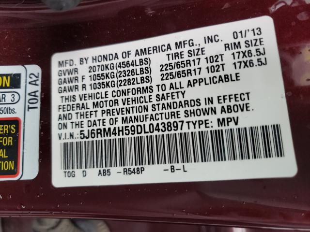 2013 HONDA CRV 5J6RM4H59DL043897