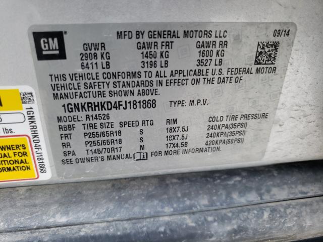 2015 CHEVROLET TRAVERSE L 1GNKRHKD4FJ181868