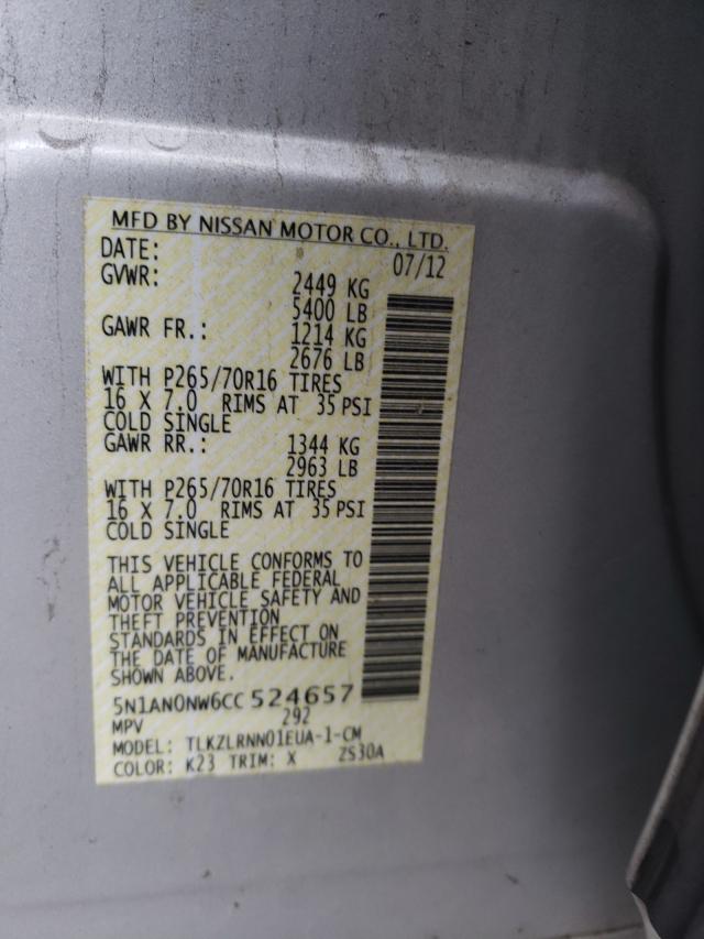 2012 NISSAN XTERRA OFF 5N1AN0NW6CC524657
