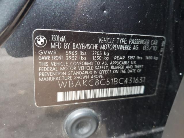 2011 BMW 750 WBAKC8C51BC431631