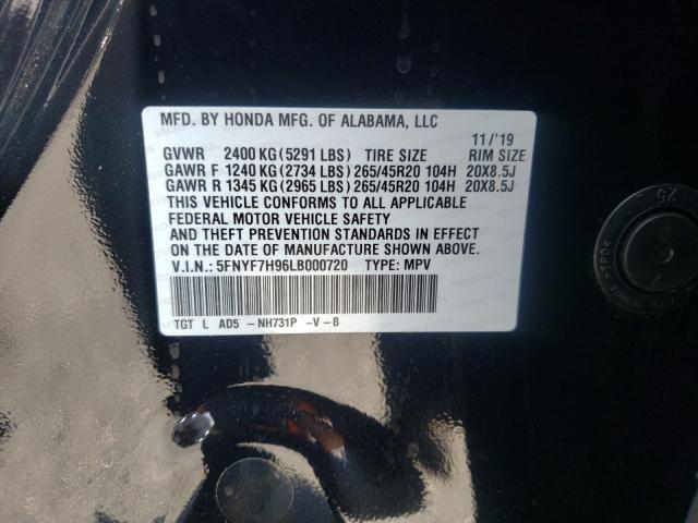 2020 HONDA PASSPORT T 5FNYF7H96LB000720