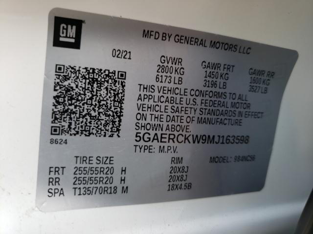 2021 BUICK ENCLAVE PR 5GAERCKW9MJ163598