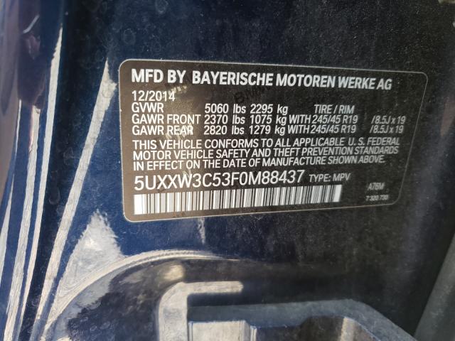 2015 BMW X4 XDRIVE2 5UXXW3C53F0M88437