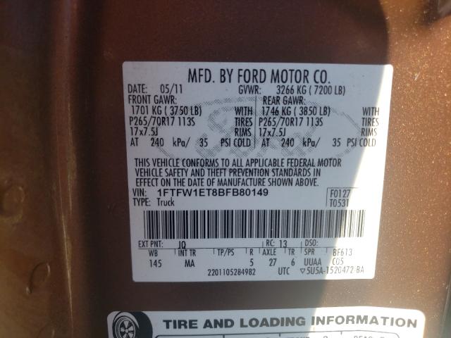 2011 FORD F-150 1FTFW1ET8BFB80149