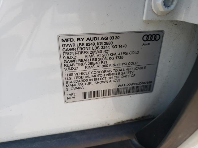 VIN WA1LXAF76LD007366 2020 Audi Q7, Premium Plus no.10