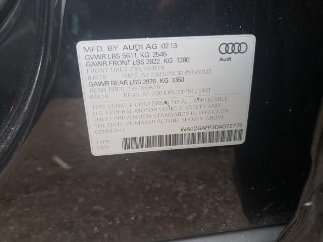 VIN WA1DGAFP3DA072778 2013 Audi Q5, Premium Plus no.10