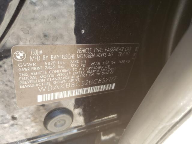 2011 BMW SERIES 7 WBAKB8C52BC852177