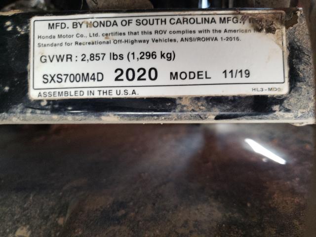 2020 HONDA SXS700 M4 1HFVE0274L4601710