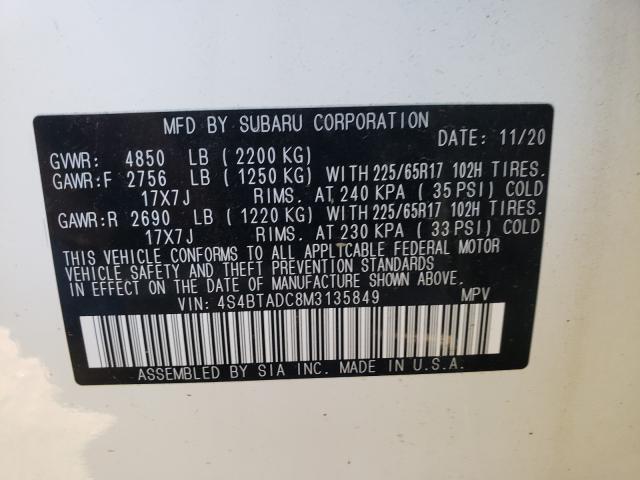 2021 SUBARU OUTBACK PR 4S4BTADC8M3135849