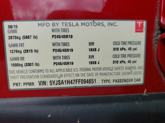 2015 TESLA MODEL S P8 5YJSA1H47FF094651
