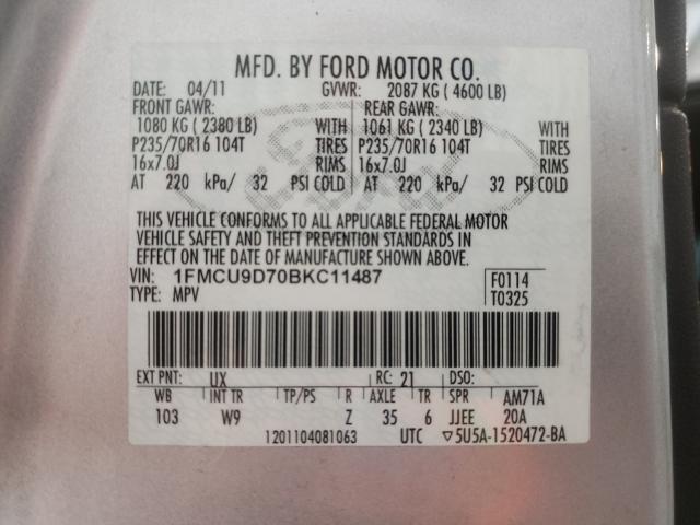 2011 FORD ESCAPE HEV 1FMCU9D70BKC11487