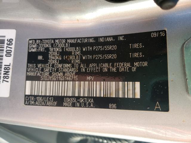 2016 TOYOTA SEQUOIA LI 5TDJY5G11GS146715