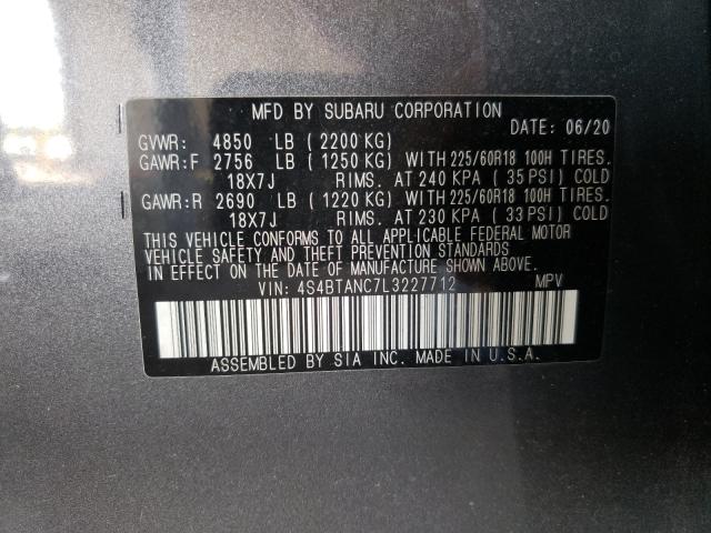 2020 SUBARU OUTBACK LI 4S4BTANC7L3227712