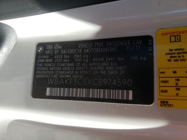 2012 BMW 328 WBAKF3C5XCE974590