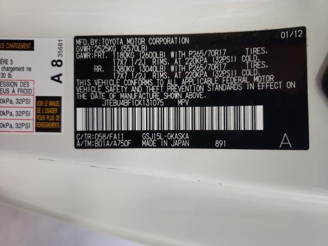 2012 TOYOTA FJ CRUISER JTEBU4BF1CK131075