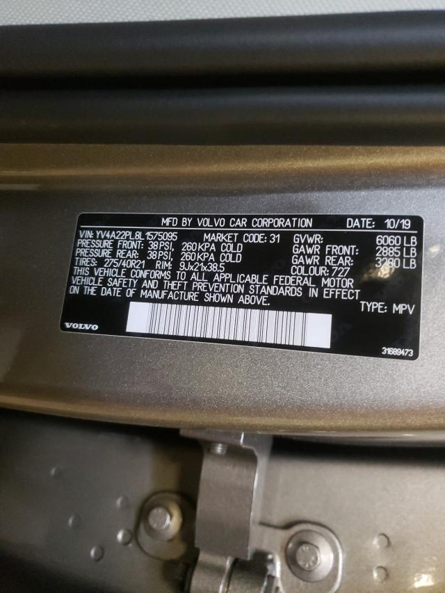 2020 VOLVO XC90 T6 IN YV4A22PL8L1575095