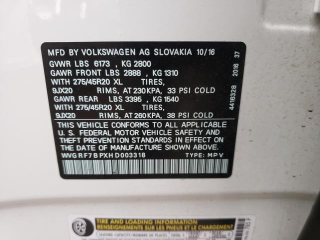 2017 VOLKSWAGEN TOUAREG WO WVGRF7BPXHD003318
