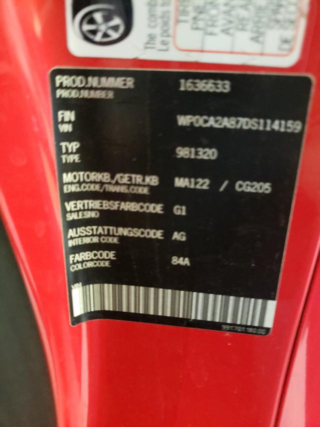 2013 PORSCHE BOXSTER WP0CA2A87DS114159