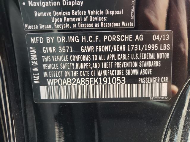 2014 PORSCHE CAYMAN S WP0AB2A85EK191053