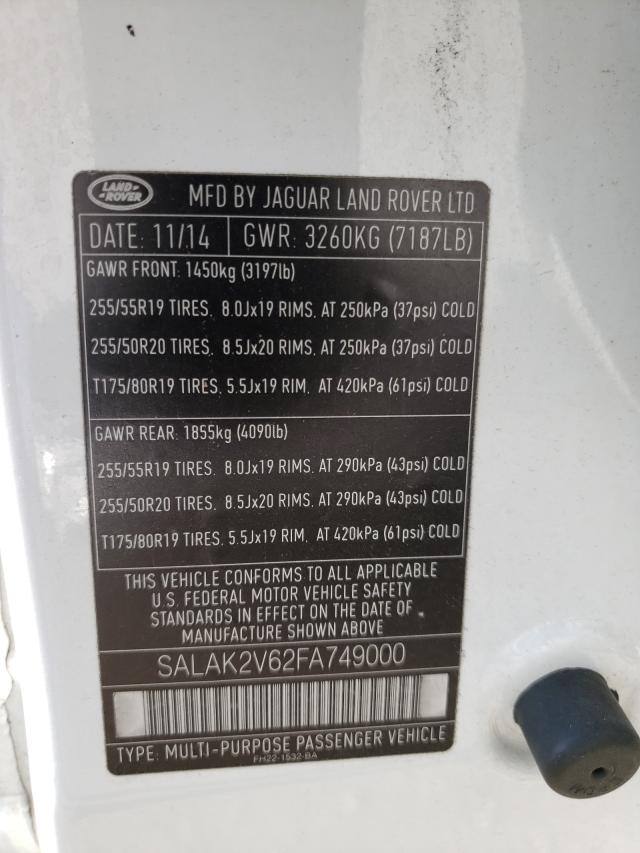 2015 LAND ROVER LR4 HSE LU SALAK2V62FA749000