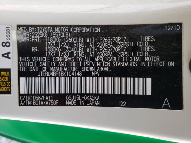 2011 TOYOTA FJ CRUISER JTEBU4BF1BK104148